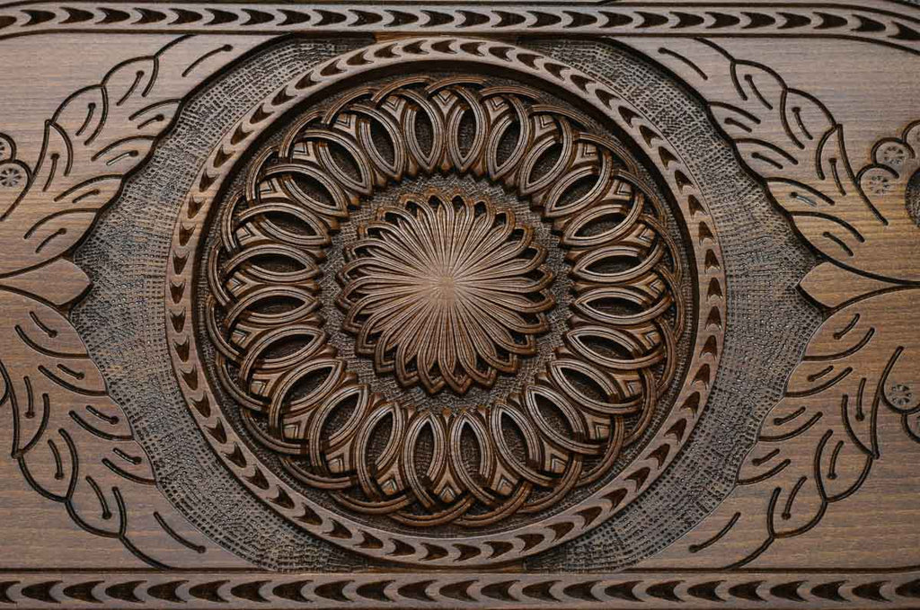 The Armenian backgammon board opened to the full 60 cm wooden playing field