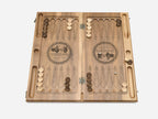 Solid walnut grain on a handmade Armenian backgammon set - detail