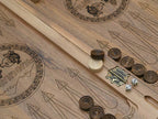 National coat of arms backgammon board - side view with bronze hardware