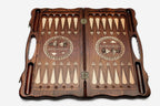 The Armenian backgammon board opened to the full 60 cm wooden playing field