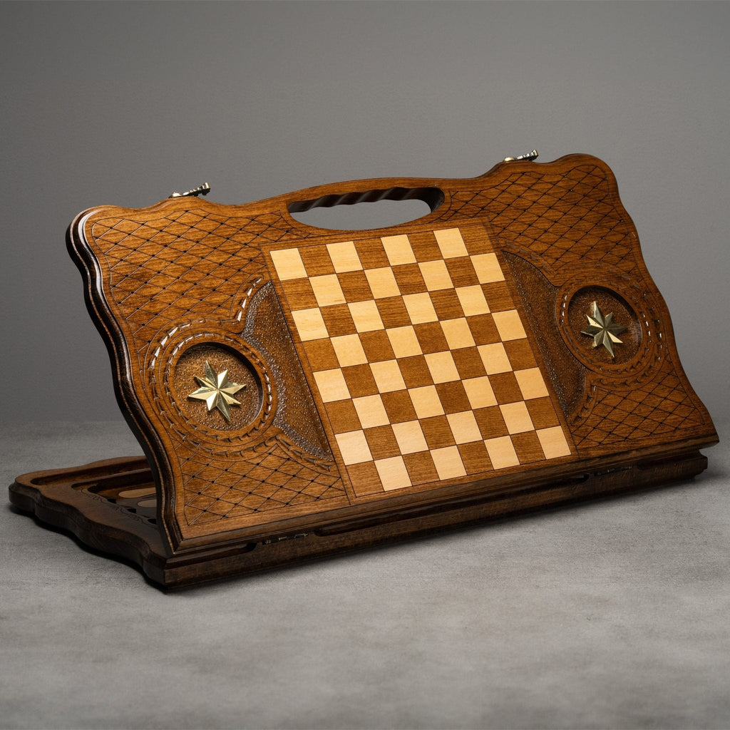 Luxury Backgammon Set – Carved Octagon Design