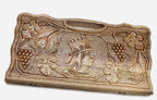 Armenian walnut backgammon board carved with King Tigran the Great and grapevines