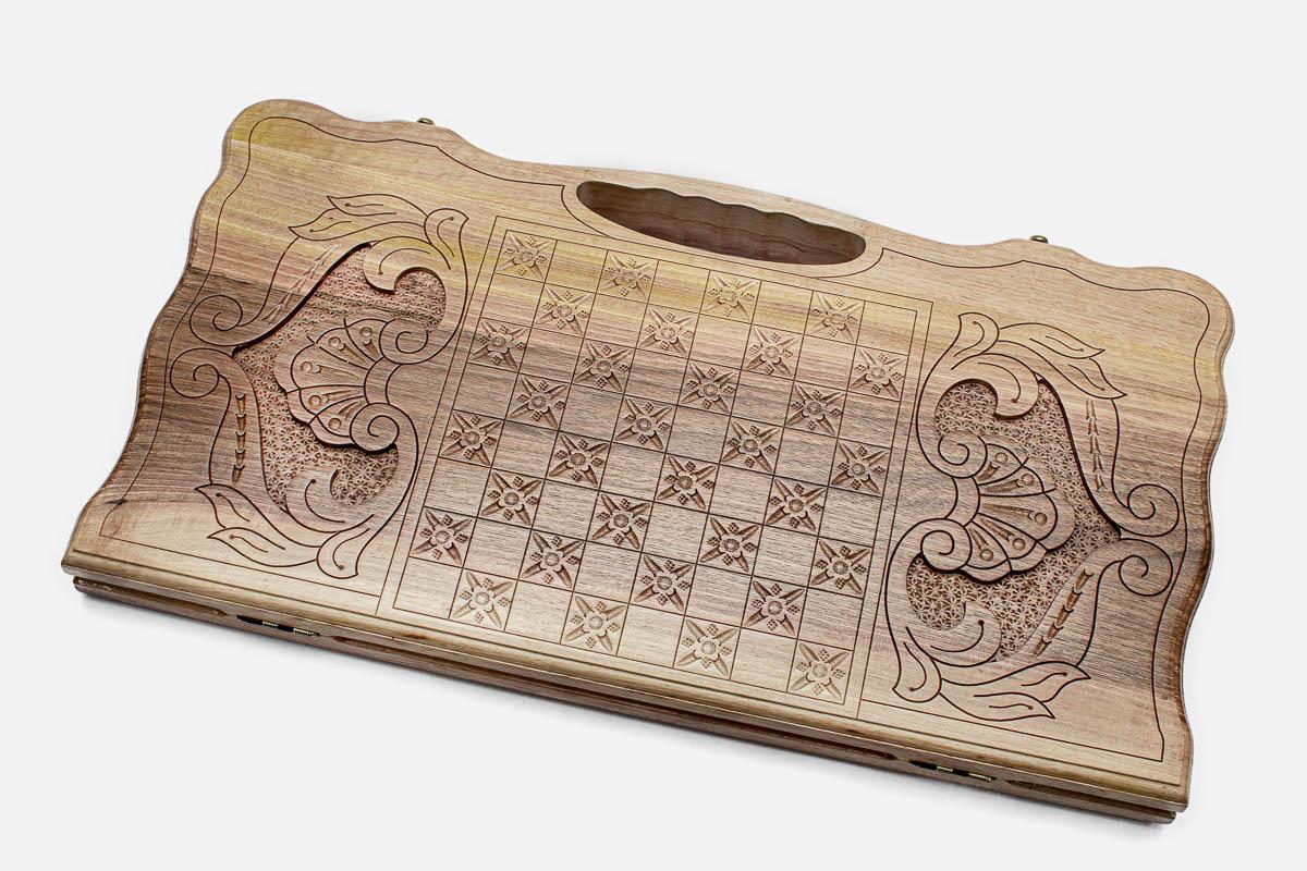 Armenian Tigran the Great walnut backgammon board, side view