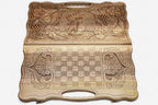 Armenian backgammon board folded closed showing carved lid
