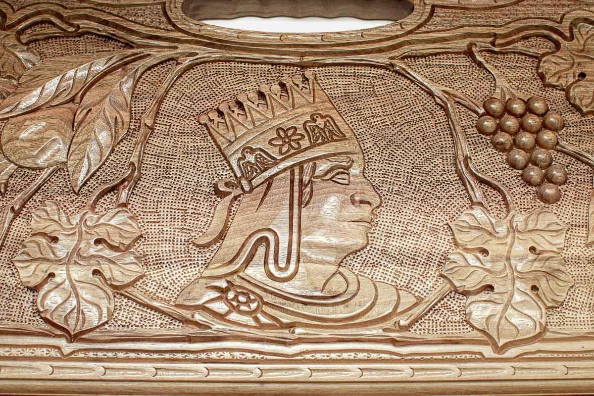 Armenian backgammon board detail of King Tigran the Great carving
