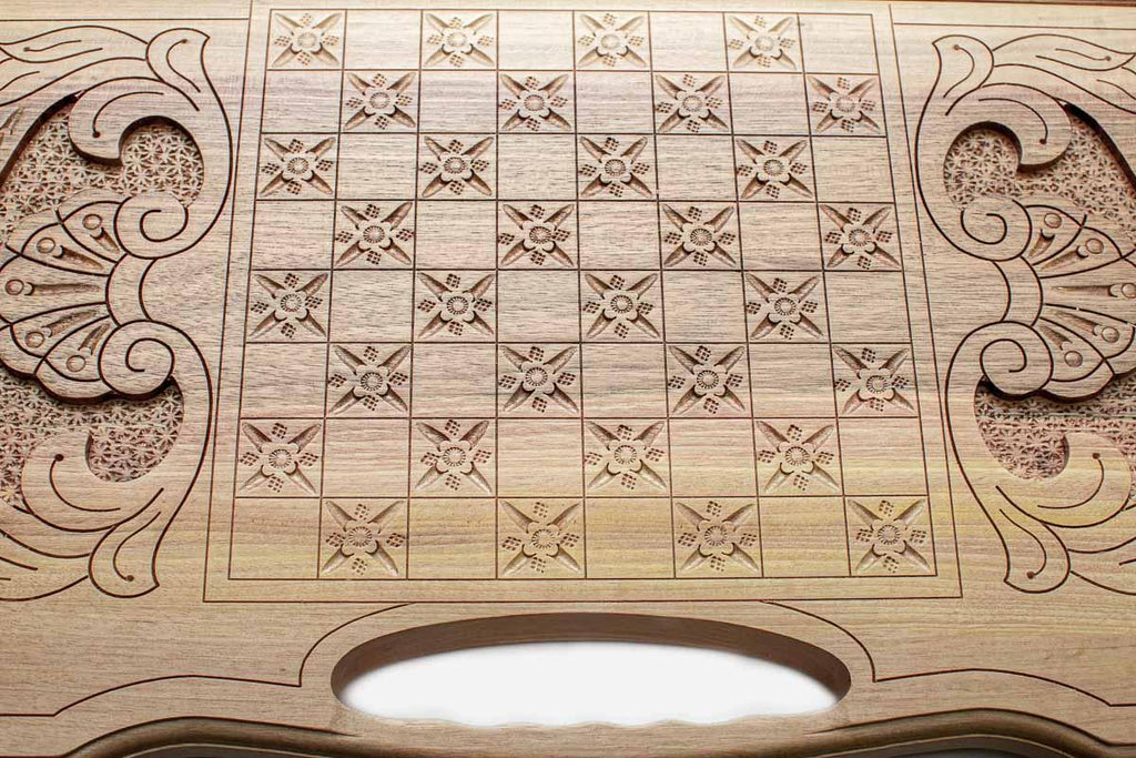 Armenian walnut Tigran the Great backgammon board full view