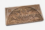 Master-carved walnut backgammon board, side view