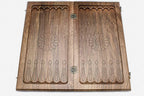 Backgammon board interior playing surface with checkers
