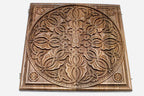 Walnut backgammon board folded closed showing the carved lid