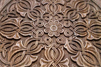 Master-carved walnut ornament backgammon board, full view