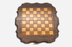 Handmade wooden chess set open to the 11.8 inch / 30 cm playing field