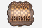 Travel Chess Set with Carved Edges - handmade wooden chess set