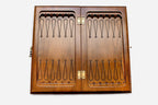 Classic chess and backgammon set folded with bronze hinges and clasps