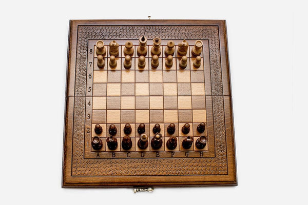 Classic Chess Set with Backgammon Inside - handmade wooden combo board