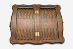 Classic hand-carved border on a wooden travel chess board - detail