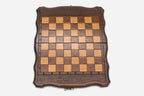 Travel chess set open with the backgammon playing field inside - 11.8 inch / 30 cm