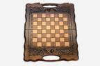 Mount Ararat and ornaments hand-carved on a wooden chess board - detail