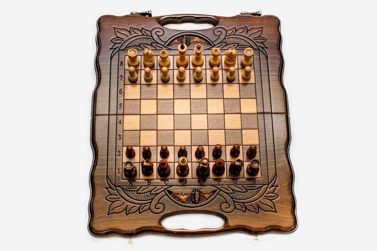 Armenian Chess Set with Handle - Mount Ararat - handmade chess backgammon set