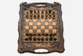 Luxury Chess Set with Handle and Bronze Pieces - hand-carved combo board