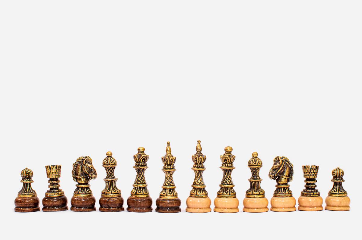 Travel chess set open with the backgammon playing field inside - 11.8 inch / 30 cm