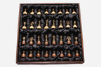 Luxury chess backgammon set with bronze pieces, checkers and dice