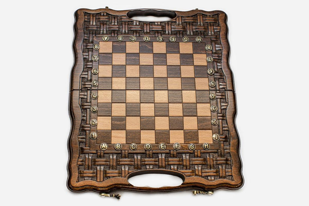 Precise lattice carving over the whole chess board surface - detail
