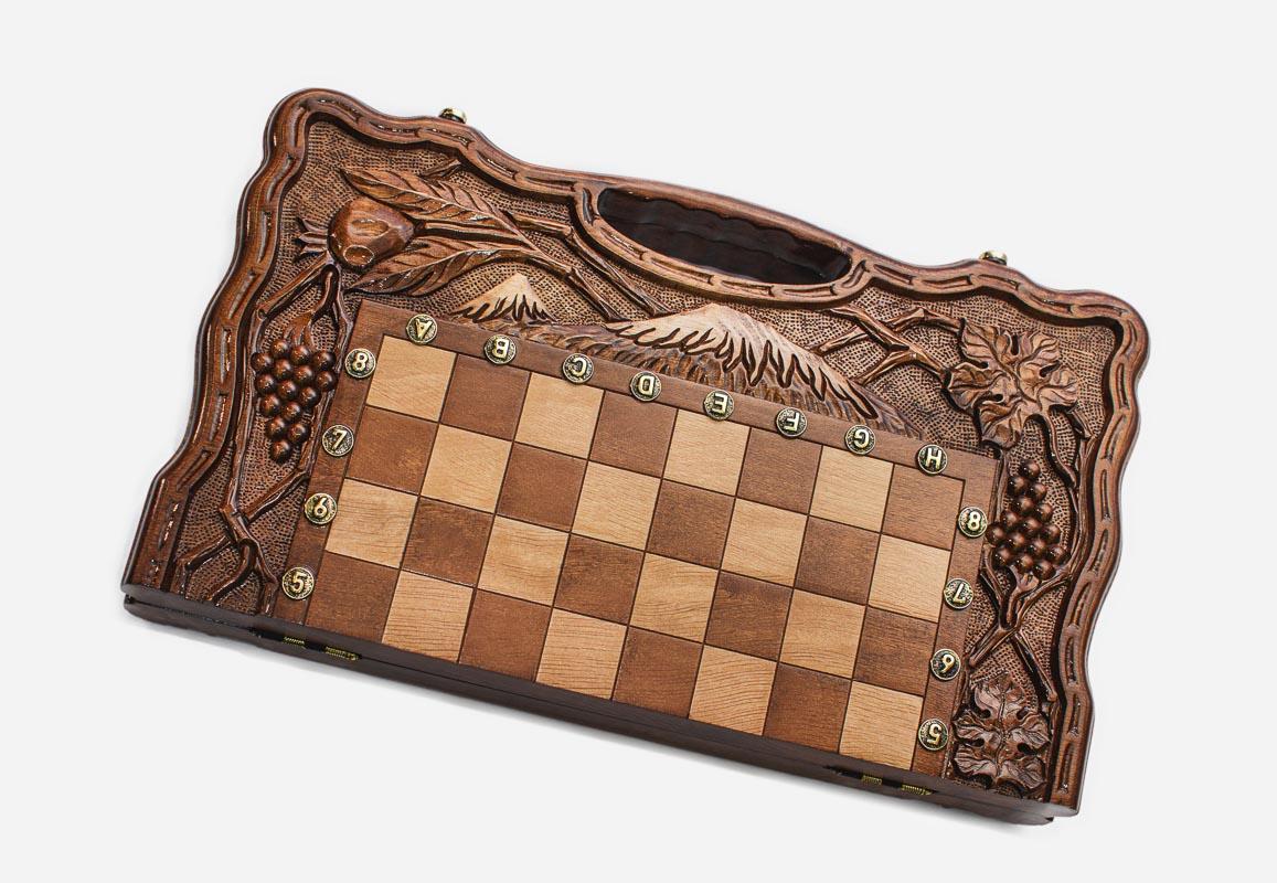 Luxury Armenian chess set folded with bronze hinges and clasps