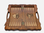 Mount Ararat with pomegranate and grapevine hand-carved on the chess board - detail