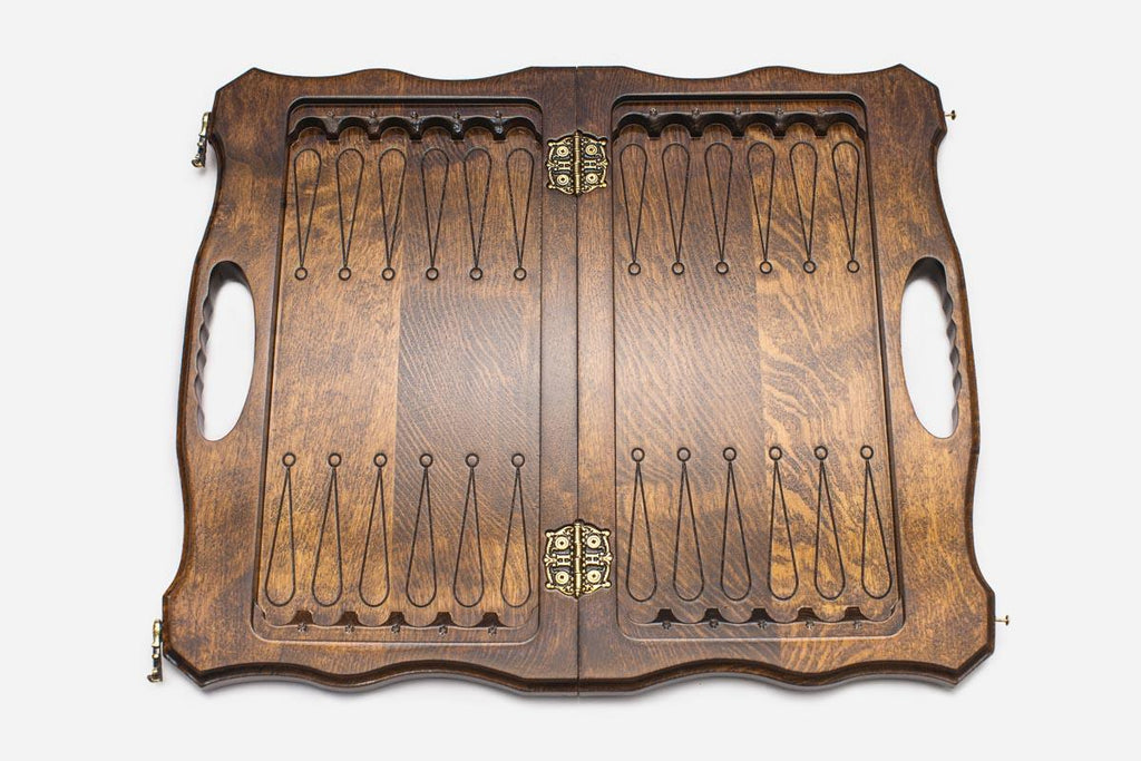 Mount Ararat chess and backgammon set folded with bronze hinges and clasps