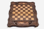 Ararat and lattice chess set folded with bronze hinges and clasps