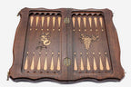 Mount Ararat and carved lattice hand-cut on a wooden chess board - detail