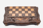 Chess set open with the backgammon playing field inside - 15.7 inch / 40 cm