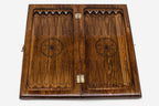 Russian chess set folded with bronze hinges and clasps