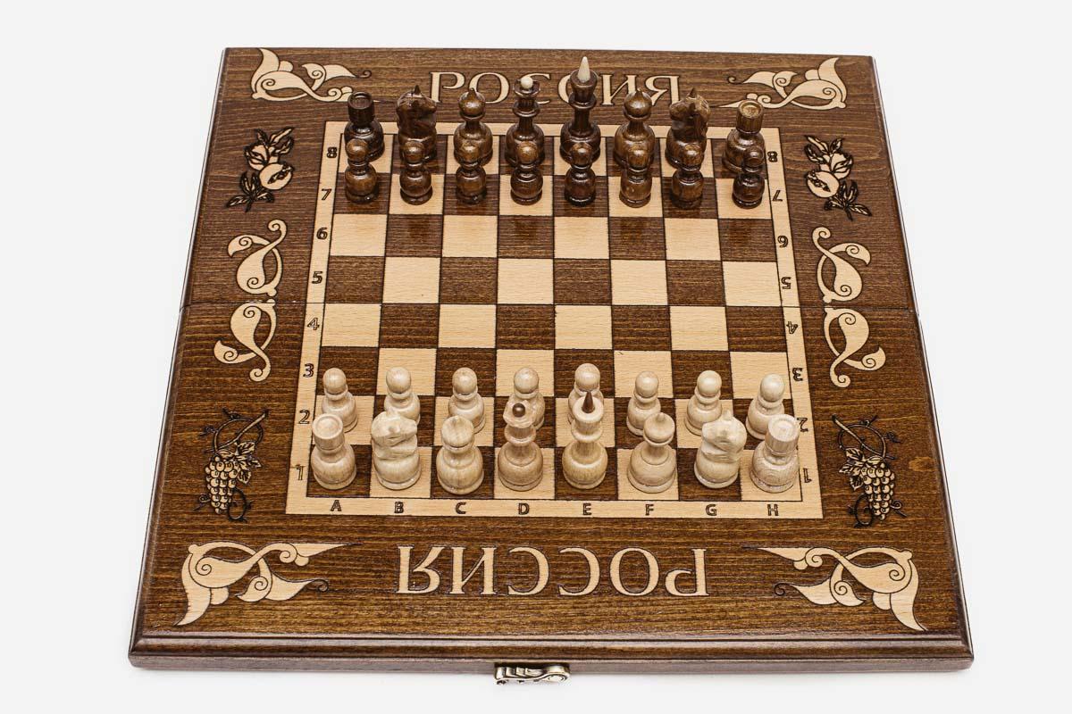 Russian Chess Set with Double-Headed Eagle - handmade wooden chess set