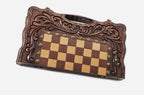 Clean hand-carved border on a luxury classic chess board - detail