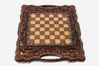 Luxury classic chess set folded with bronze hinges and clasps