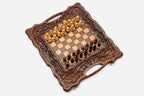 Chess set open with the backgammon playing field inside - 15.7 inch / 40 cm