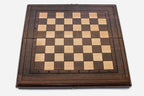 Wooden chess and backgammon set folded with bronze hinges and clasps