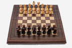 Handcrafted chess set with backgammon inside, 15.7 inch / 40 cm - handmade combo board