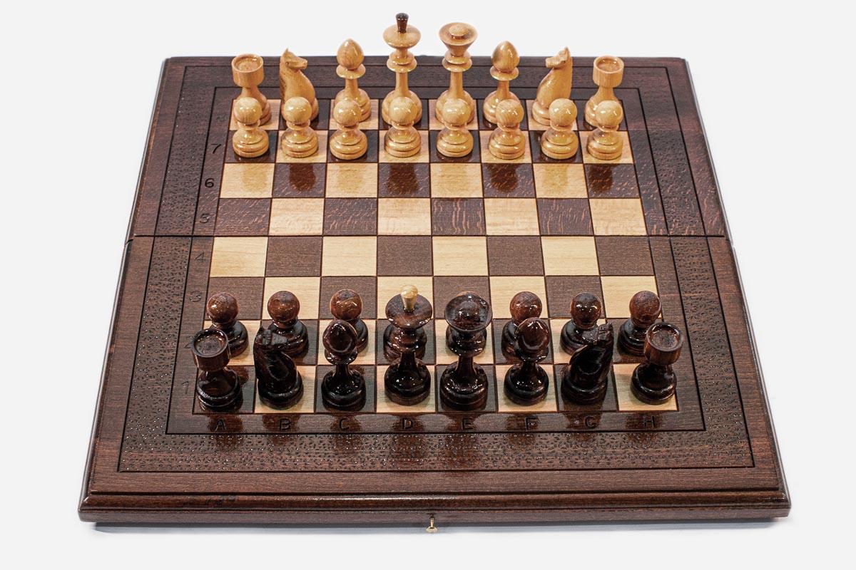 Handcrafted chess set with backgammon inside, 15.7 inch / 40 cm - handmade combo board