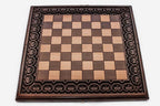 Floral border chess set folded with bronze hinges and clasps