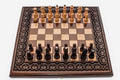 Chess Set with Floral Border and Backgammon Inside - handmade wooden combo board