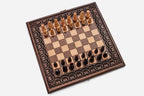 Chess set open with the backgammon playing field inside - 15.7 inch / 40 cm