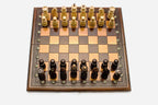 Handmade Chess Set with Backgammon Inside - classic wooden combo board
