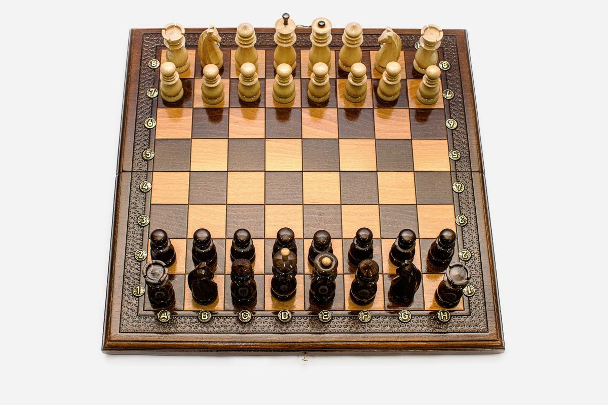 Handmade Chess Set with Backgammon Inside - classic wooden combo board