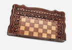 Clean hand-carved border on a classic chess board - detail