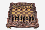 Luxury Chess Set with Octagon and Bronze Pieces - handmade combo board