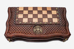 Chess set open with the backgammon playing field inside - 15.7 inch / 40 cm