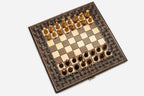Chess set open with the backgammon playing field inside - 15.7 inch / 40 cm