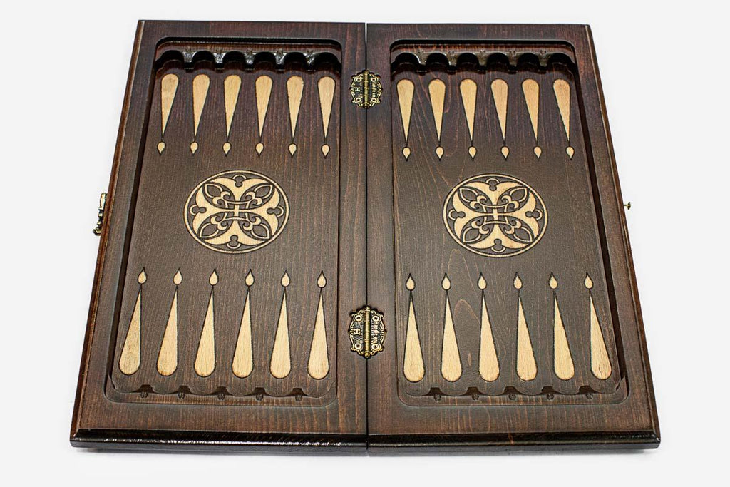 Lattice chess backgammon set with 32 wooden pieces and 32 checkers